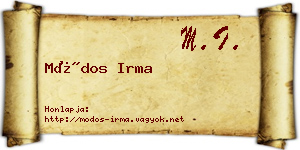 Módos Irma névjegykártya
